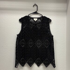 Black Crochet Sleeveless Blouse
